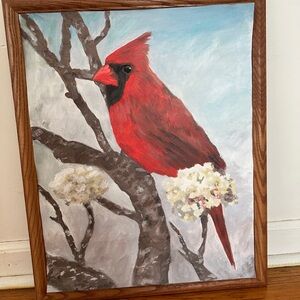 Red Cardinal Acrylic Painting